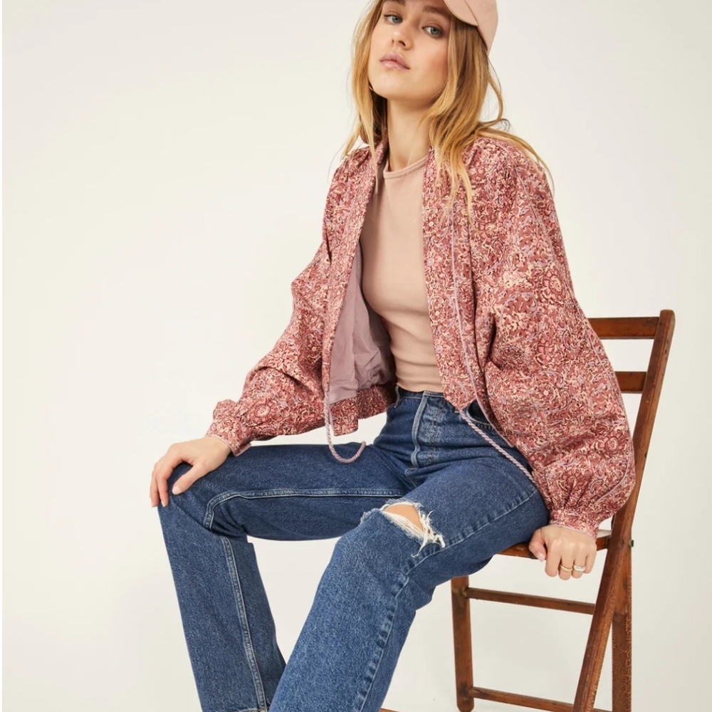Free People Pink Patterned Jacket - image 3